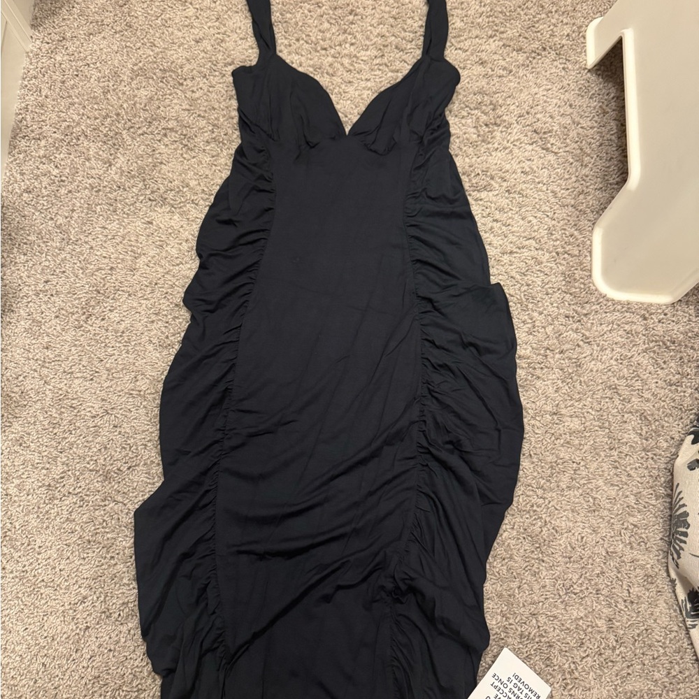 Elegant Black Ruched Dress